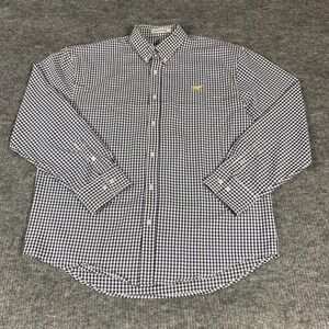 Fieldstone Shirt Mens 2XL Blue Plaid Button Down Dog Embroidered Long Sleeve